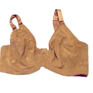 Delta Burke Floral Design Tan Bra Size 38D